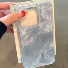 Funda para teléfono (1 unidad) con diseño de glaciar y remolino, con orificios grandes. Funda IMD compatible con phone 6/15/14/13/12 Pro, 14, 15 y 16 Plus. Resistente a caídas y golpes. - Plateado - Ver 6