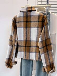 Women's Plaid Notch Lapel Front Button Casual Long Sleeve Coat With Pockets For Fall Winter Spring,Flannels For Women - Multicolor - View 6