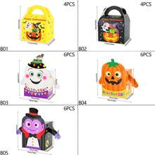 Cartoon Portable Paper Box Pumpkin Ghost Vampire Pattern Baking Biscuit Dessert Packaging Box Happy Halloween Party Gift Box Home Decor Halloween Decor Room Decor