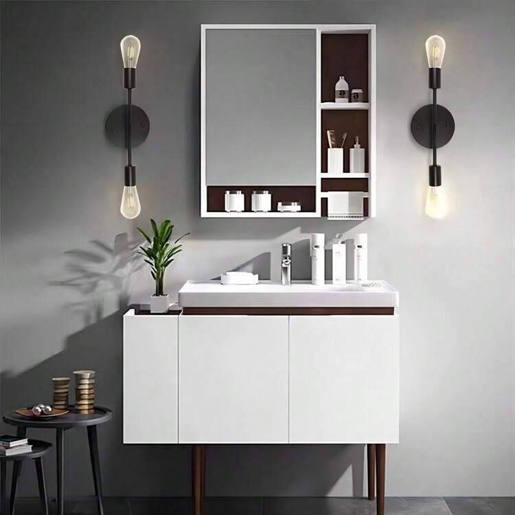 2pcs Modern Matte Black Or Gold Country Style Wall Sconces With Fabric Shades, Suitable For Bedroom, Bathroom, Vanity, Living Room, Mirror, Hallway And Kitchen - Two Wall Lamps - View 3