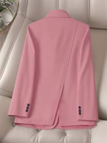 HOMEYEE Plus Size Blazer Jacket With Lapel Collar, Long Sleeve, Back Slit, Vintage Casual Elegant Office Lady Business Wear