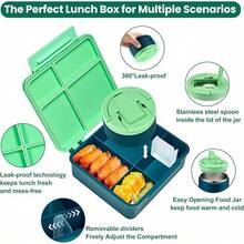 Lonchera Bento para Niños con Termo de Sopa de 8oz, Contenedores de Comida a Prueba de Fugas para Niños con 4 Compartimentos, Termo Aislado para Comida Caliente para la Escuela, Viaje-Púrpura - Verde - Ver 5