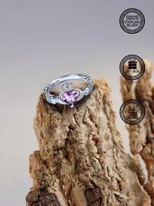 1 chiếc nhẫn vương miện bằng bạc Sterling S925 đính đá Zirconia màu tím, nhẫn nữ, nhẫn bảo vệ lòng trung thành, nhẫn đính hôn, quà tặng ngày lễ tình nhân, quà tặng sinh nhật, kèm hộp quà tặng - Màu Lilac Tím - Xem 5