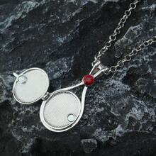 1 件红水晶 H2O 血石美人鱼壳可打开吊坠项链，动漫角色扮演配饰，圣诞礼物