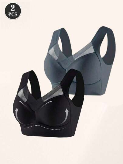 2 piezas Sujetadores sin costuras, Sujetadores sin espalda para mujeres, Sujetadores inalámbricos con copa fija, Sujetadores inalámbricos suaves y amigables con la piel, Sujetadores invisibles transpirables, Sujetadores cómodos y anti-caída