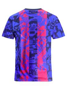 Barcelona-Style Soccer Jersey & Round Neck Comfortable Sportswear, Suitable For Football Match, Training, Casual, Holidays & Gift