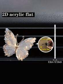 1 pieza Clip en forma de mariposa 2D de acrílico para las rejillas de ventilación del carro, decoración creativa de interiores de carro - Multicolor - Ver 2