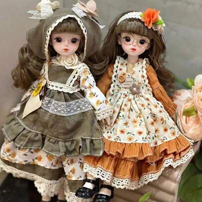 1PC-Silicone Princess Doll | Mori Style | Floral & Ruffled Dress With Lace Trim | Ideal For Party Decor & Gifts | No Power Needed, Birthday Gift Doll | Lace Trim Doll | Elegant Accessories