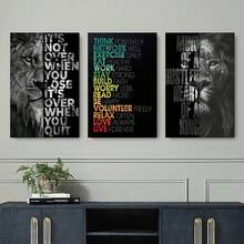 GUBIYU Black Hustle Grind Execution Wall Art Set Of 3 Framed Canvas Office Inspirational Motiviational Wall Decor Art Positive Quotes Posters Living Room Pictures Walls Decor Mens Guys 12x16 - 黑獅勵志牆畫 - 查看 5