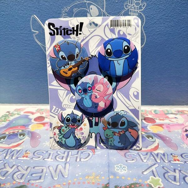 Disney 5pcs Disney Stitch Badge Metal Brooch Anime Student's Backpack Decoration Jewelry Fashion Coat Shoulder Badge Birthday Gift