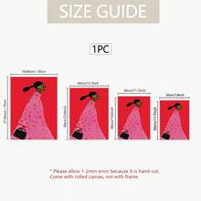 1 件无框抽象女性帆布墙艺术 | 鲜艳的粉色和白色波尔卡圆点连衣裙设计，手工高品质帆布印刷品，适用于卧室、客厅、家庭办公室装饰，大型帆布墙艺术