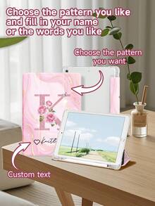 Ayotu Customized Name Text Tablet Case, 26 Alphabet Flower Patterns Available, Compatible With 10th Gen, Air 11" (M2), Tab A9 Plus 10.95", Tab A7 Lite 8.7", DIY Personalized Tablet Cover, Memorable Gift For Family And Friends, Protective Tablet Case, Gift For Birthday Valentine's Day Graduation Season - Multicolor - View 3