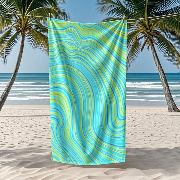1pc Colorful And Dazzling Striped Design Beach Towel, Beach Towel And Bath Towel, Light And Portable, Soft And Comfortable, Camping, Travel, Beach, Seaside, Lightweight Beach Mat And Beach Blanket, Essential For Travel, Summer, Vacation