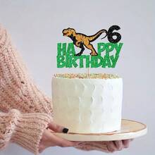 1 件/13 件恐龙 3/2/4/5 岁雷克斯生日快乐蛋糕装饰闪光霸王龙三/二蛋糕挑选 3/2/4/5 岁生日恐龙主题派对蛋糕装饰用品绿色 - 彩色 - 查看 17