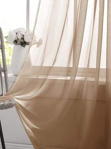 1 rèm voan mỏng, vải mỏng nhẹ, cản nắng và cách nhiệt, thiết kế dạng túi treo, độ rủ tốt, thích hợp trang trí phòng khách, phòng ngủ, ban công | Trang trí mùa thu, trang trí phòng - Màu Nâu Quýt - Xem 5
