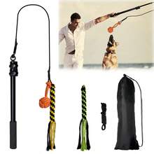 Dog Teaser Pole Wand Outdoor Interactive Flirt Pole Training Fun Toy Extendable - Black - View 1