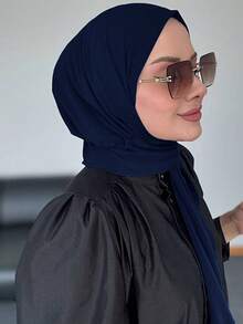 1pc Women's Convenient Button Fastened Instant Hijab, Slip-Resistant Muslim Headscarf Cap With Strap For Dress - Multicolor - View 17