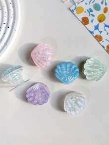 Glitter Seashell Phone Grip, Expandable Transparent Shell Compatible With Iphone & Android - Multicolor - View 2