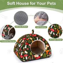 Guinea Pig Hideout House, Soft Pads, Washable, Non-Slip Bottom Rabbit & Hamster Hideout, Ferret Accessories - Green - View 6