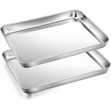 2Pcs Baking Sheet Pan Set, Joyfair Stainless Steel Cookie Sheets, Commercial Metal Pans Toaster Oven Tray Bakeware Roll/Bread/Bacon, Heavy Gauge, Rust-& Dishwasher Safe (9 Inch) - 9 Inch - 查看 1