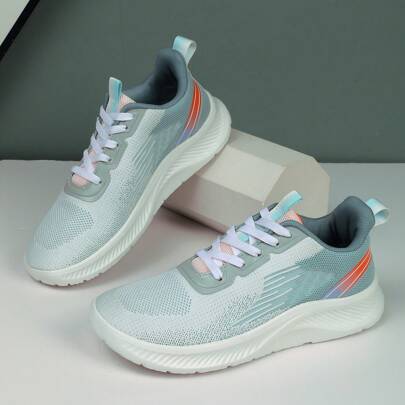 Zapatillas de running transpirables de punto para hombres, con cordones, suela blanda y cómoda, aptas para trotar al aire libre