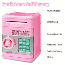 Electronic Piggy Bank - Mini ATM Piggy Bank, ATM Machine Gift, Electronic Code Piggy Bank, Money Safe Box Cash Coin Can Password Code Lock - 粉色 - 查看 3