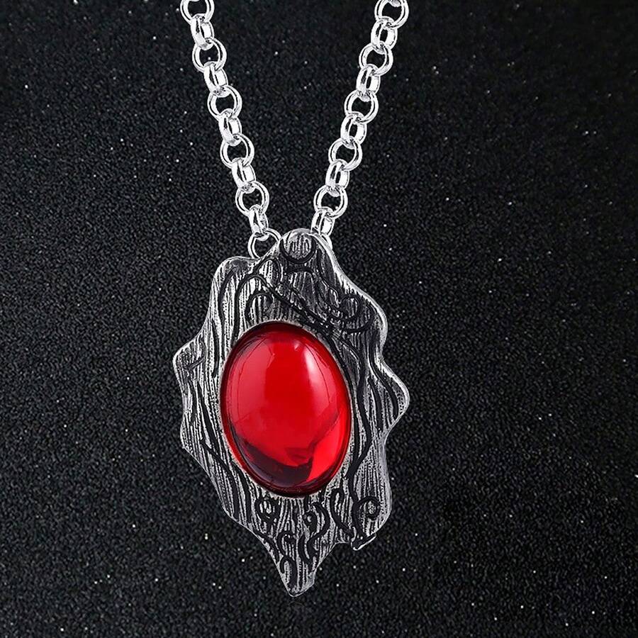 1 pieza Colgante collar de Dante de Devil May Cry 5 con gemas rojas y azules, collar de cuerda larga, regalos vintage para hombres - Multicolor - Ver 1