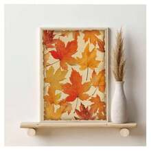 1 pezzo Quadro vintage senza cornice con zucca autunnale di Ringraziamento, pittura vintage con corona di foglie autunnali, stampa su tela, opera d'arte da parete, decorazione moderna minimalista per soggiorno, camera da letto, dormitorio, studio, ufficio, sala da pranzo, decorazione per la casa, regalo con decorazione da parete