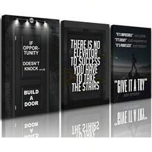 GUBIYU Black Hustle Grind Execution Wall Art Set Of 3 Framed Canvas Office Inspirational Motiviational Wall Decor Art Positive Quotes Posters Living Room Pictures Walls Decor Mens Guys 12x16 - A012 勵志牆畫 - 查看 1