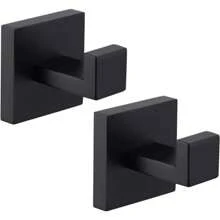 2/4 Confezioni di Ganci quadrati per asciugamani da bagno, Ganci in acciaio inossidabile da avvitare per cappotti, accappatoi, vestiti (Nero opaco)