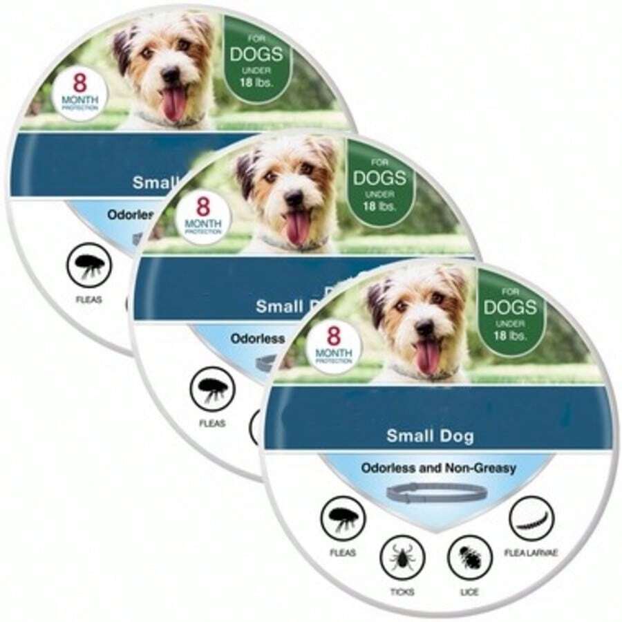 3 Pack Flea & Tick Collar For Small Dogs Over 18 Lbs, 8-Month Protection, Plant-Based Formula, Waterproof & Odorless, Vet-Inspired Design