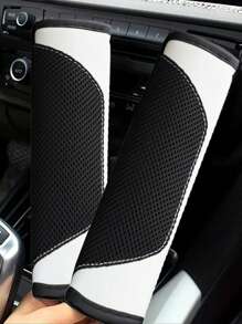 1pc 3D Breathable Skin-Feel PU Leather Car Safety Belt Shoulder Pad, Comfort & Stress Relief, Auto Accessories For Women