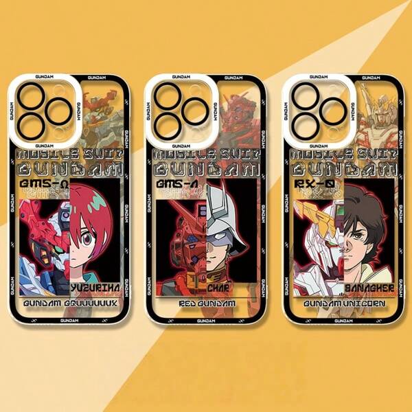 bandai 1pc Apple 13 Case, Gundam Mecha Warrior Cartoon Transparent Angel Eye Shockproof Protective Cover Suitable Compatible With Apple 16 15 14 13 12 11 Pro Max