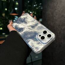 Funda para teléfono (1 unidad) con diseño de glaciar y remolino, con orificios grandes. Funda IMD compatible con phone 6/15/14/13/12 Pro, 14, 15 y 16 Plus. Resistente a caídas y golpes. - Plateado - Ver 4