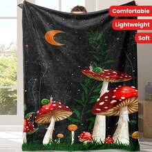 1pc Mushroom Snail Flannel Blanket Lunch Break Blanket Sofa Blanket Sofa Warm And Comfortable Soft Blanket For Gift Home Comfort And Lightweight Blanket Sofa Blanket Travel Camping Living Room Office Sofa Chair Bed Flannel Blanket - 白色 - 查看 1