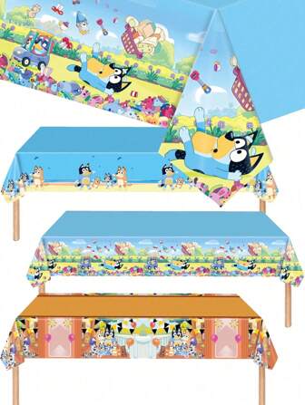 Bluey Blueys Familie en Vrienden Cartoon Thema Tafelkleed Verjaardag Bruiloft Feest Decoratie Benodigdheden Perfect voor Vriendenbijeenkomsten en Vakantie Bluey Bingo Hond Schattige Coco Rusty Muffin Servies Decoratie (Sommige Delen Kunnen Willekeurig Zijn)
