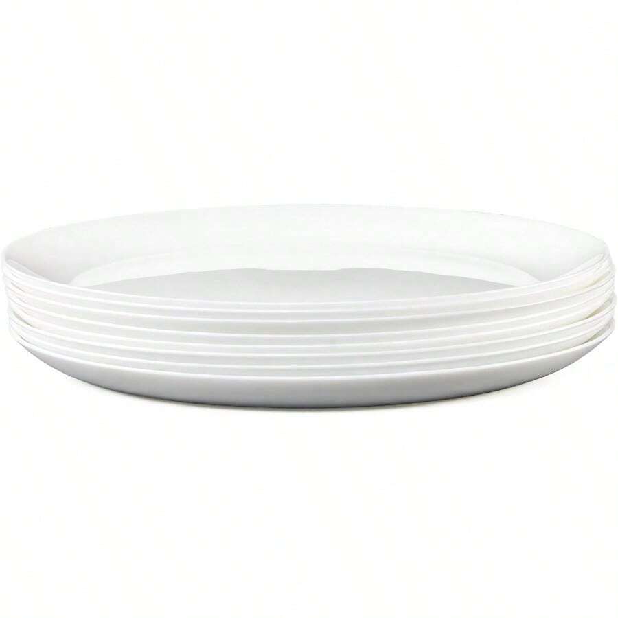 Dinnerware Set Of 8 Elegant White Tempered Glass Plates 10.5inch Round Dishes Microwave And Dishwasher Safe - 6 - Xem 1
