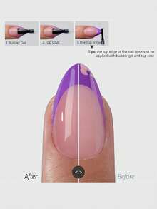 150 件/套法式按压指甲，短杏仁形，软凝胶指甲片，三合一凝胶指甲延长，紫色，适合女性美甲用品 - 紫色 - 查看 5