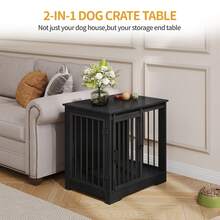 HaluPeit Dog Cage Furniture, 69 Cm Dog Crate, 2 Doors, Modern Indoor Dog Cage For Small/Medium/Large Dogs, Side Table, Dog Cage For Home 49 * 69 * 64.5 Cm, Black - Black - View 3