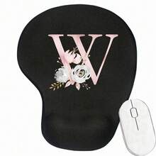 Pink Flower Letter Wrist Rest Mouse Pad Comfortable Hand Rest Support Non Slip Mice Mat Soft Pink Mouse Mat Deskpad For PC Laptop Computer - Black - View 11
