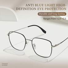 1 Pair Retro Classic Square Blue Light Reading Glasses   (+1.0~+1.5), Simple And Stylish Frame, With High-Definition Reading Lenses, Autumn And Winter Temperament Accessories - Trong suốt - Xem 2