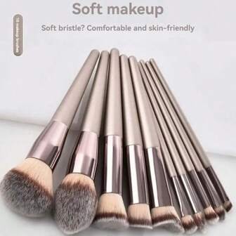 Set di 10 pennelli per il trucco in oro champagne, set professionale per fondotinta, blush, correttore, ombretti