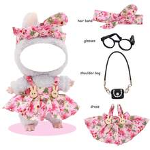 Bubu's Fashionable & Cute Ditsy Floral Headband & Dress Set (Headband And Dress Floral Patterns Are Random), Paired With Glasses And Crossbody Bag, New Peripheral (Excluding Plush Doll) - Multicolor - View 9