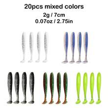 10pcs/20pcs Bicolor T-Shaped Soft Fishing Lures, Smooth Bent-Mouthed Chub Baits, Suitable For Fresh Water And Saltwater Realistic Soft Baits, Fishing Gear, Fishing Accessories