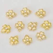 5 colgantes de trébol de cuatro hojas de circonita DIY, chapados en cobre con 18K, disponibles en colores oro y plata, accesorios de moda y minimalistas.