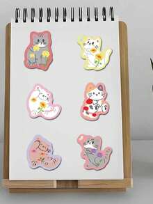 SCXXBSW 50 piezas Conjunto de pegatinas impermeables con diseños lindos de flores y gatos, pegatinas de dibujos animados geniales adecuadas para portátiles, patinetas, equipaje - regalo perfecto para amantes del arte, también adecuado para útiles escolares y temporada de regreso a clases papelería manualidades libro de sticker estikers - Multicolor - Ver 7