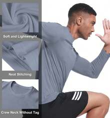 Paquete de 6/12 camisetas de manga larga para hombre, secado rápido, absorbe la humedad, atléticas, correr, gimnasio, entrenamiento - 12 piezas - Ver 3