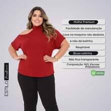 Plus Size Women's Blouse Basic Blouse Loose Top From G1 To G5 - 紅色 - 查看 3