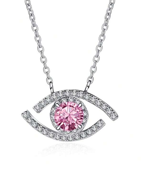 1pc Eyes Pendant Necklace Teens Girls Boys Colorful Zirconia Chain Necklace Party Birthday Graduation Jewelry Gift For Daughter Friendship Girlfriend