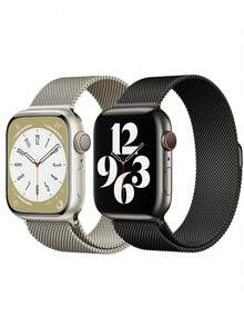 2条米兰尼斯表带，兼容 46mm、42mm、44mm、40mm、45mm、41mm、38mm、Ultra 2、49mm，奢华磁吸式不锈钢网状表带，兼容Series 11、10、9、8、7、6、SE、5、4、3、2、1 - 彩色 - 查看 2